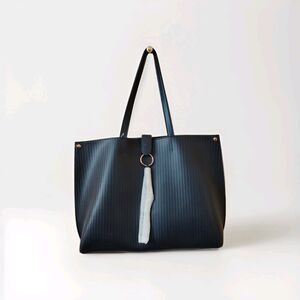 Ulta Beauty Large Blue Tote Bag With Gold Accents Snap Closure Tassel NEW